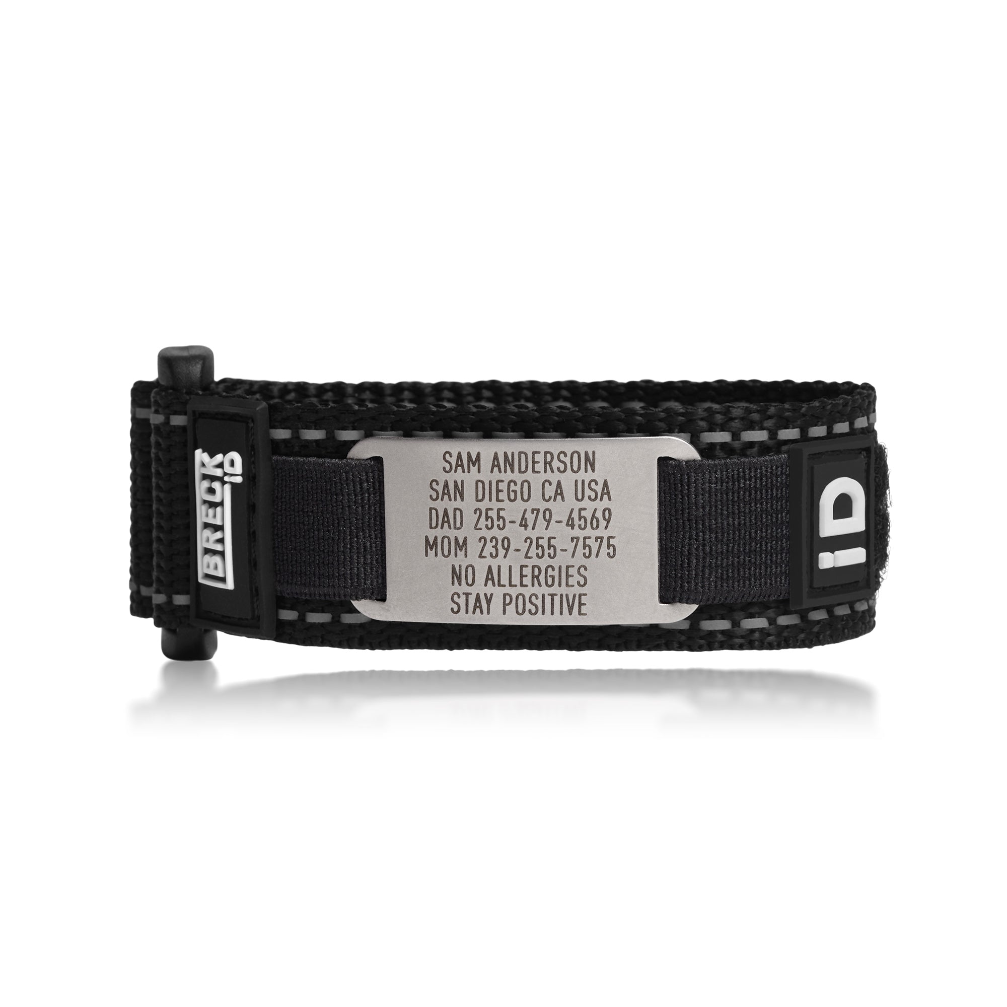 Black Endurance custom wristband for medical emergencies