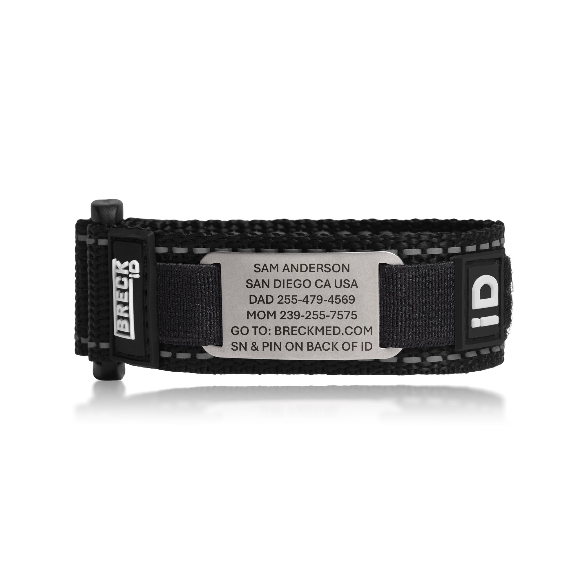 Endurance medical ID wristband with online medical profile access, black band