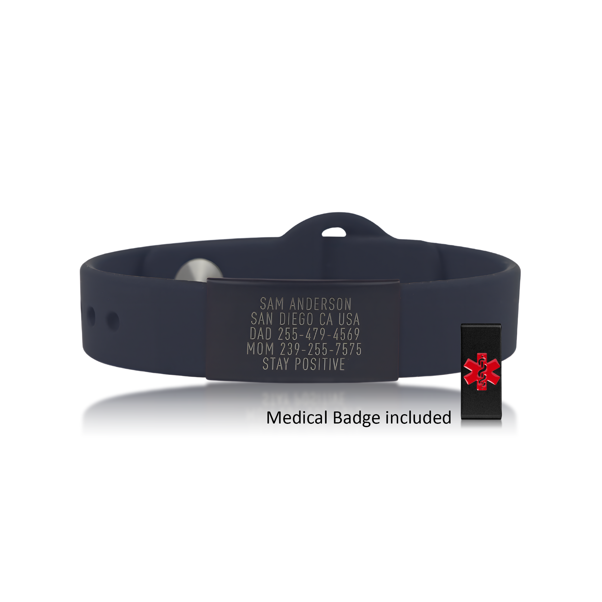 Medical ID Bracelet - Sleek Thin + Graphite