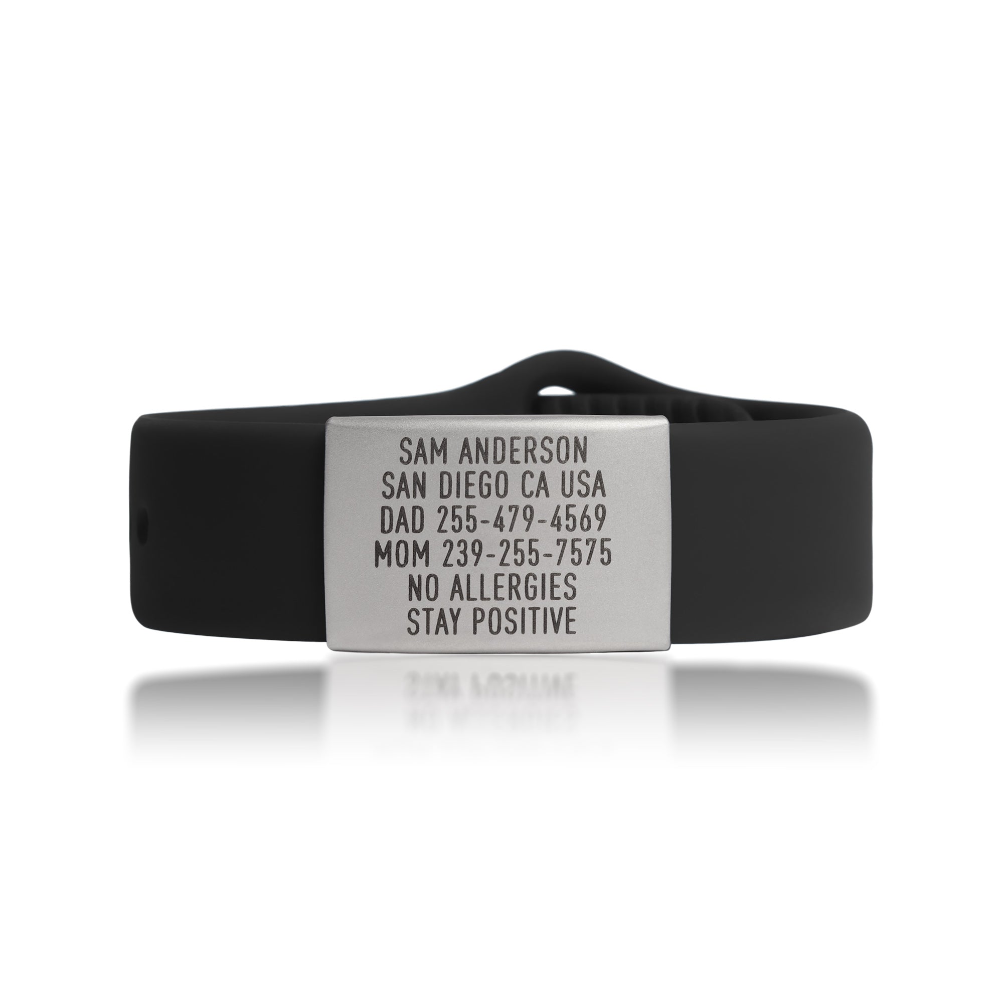 Black Emergency ID wristband Sleek by BRECK iD