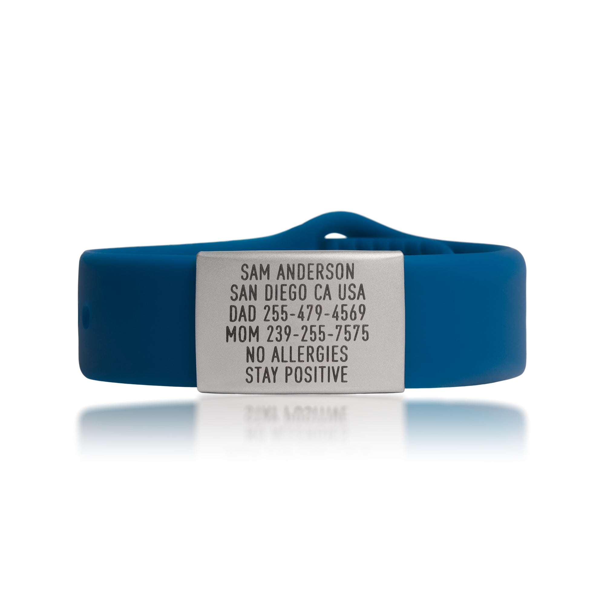 Blue Emergency ID wristband Sleek by BRECK iD