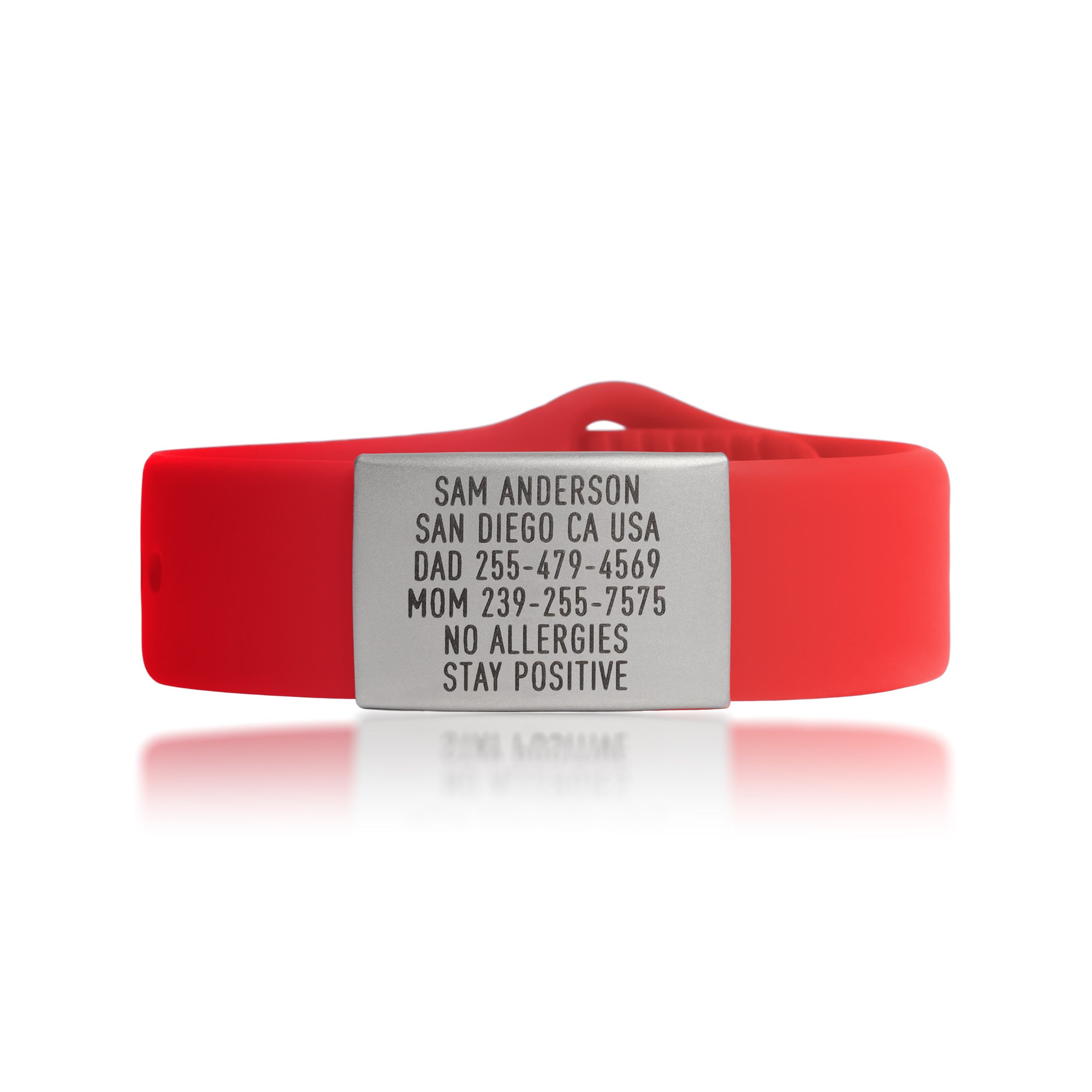 Red Emergency ID wristband Sleek by BRECK iD