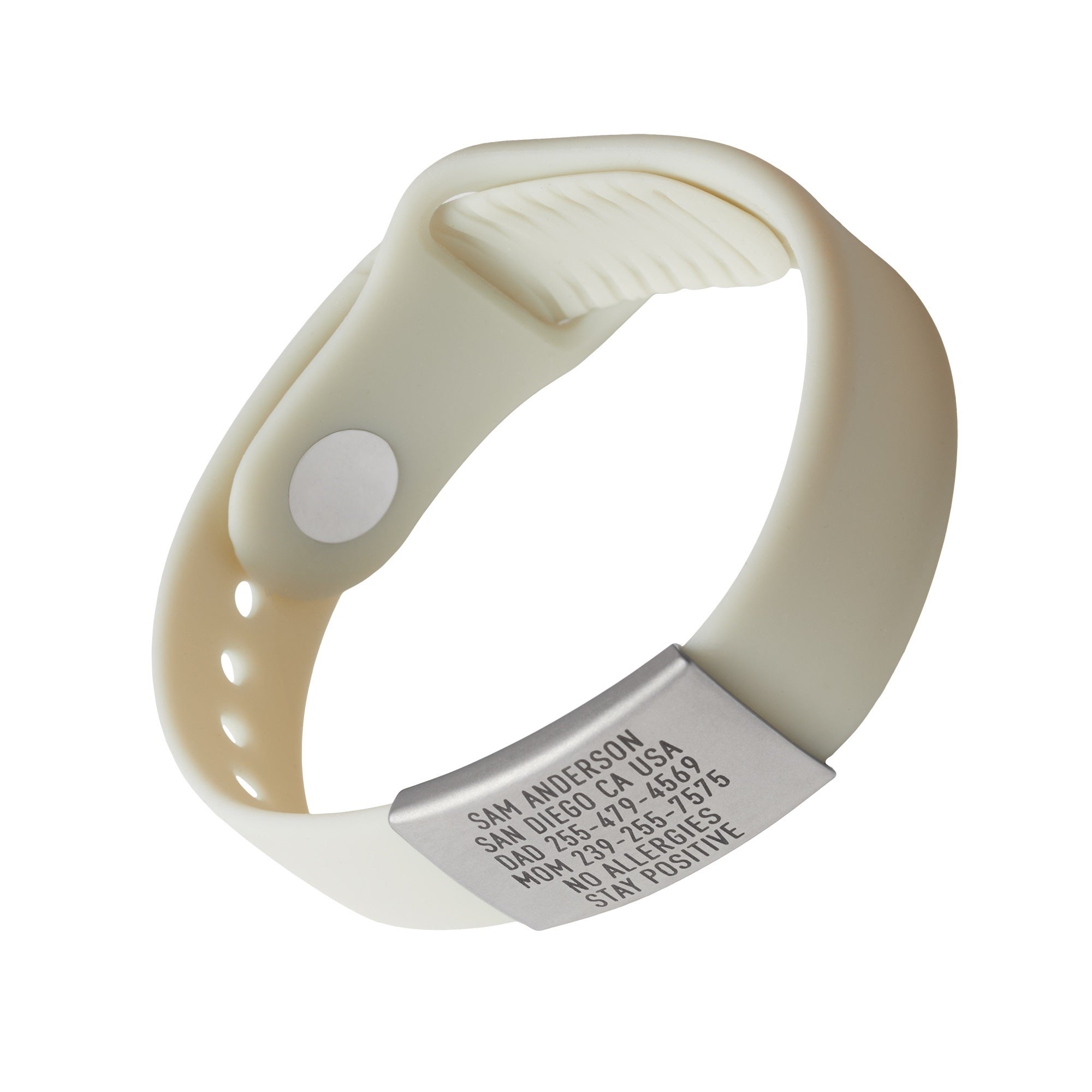 Vanilla White Emergency ID wristband by BRECK iD