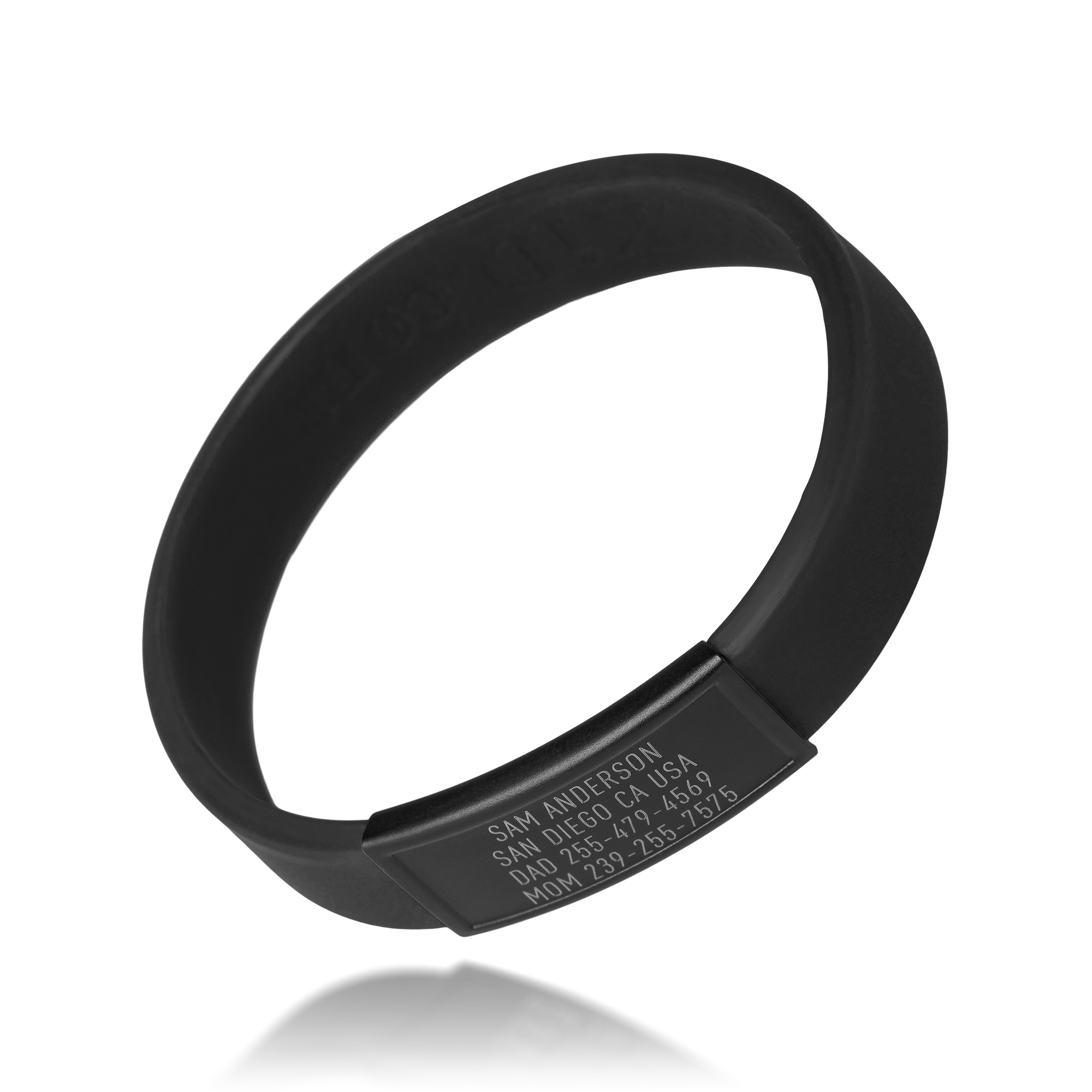Black silicone with Black ID tag Sprint wristband