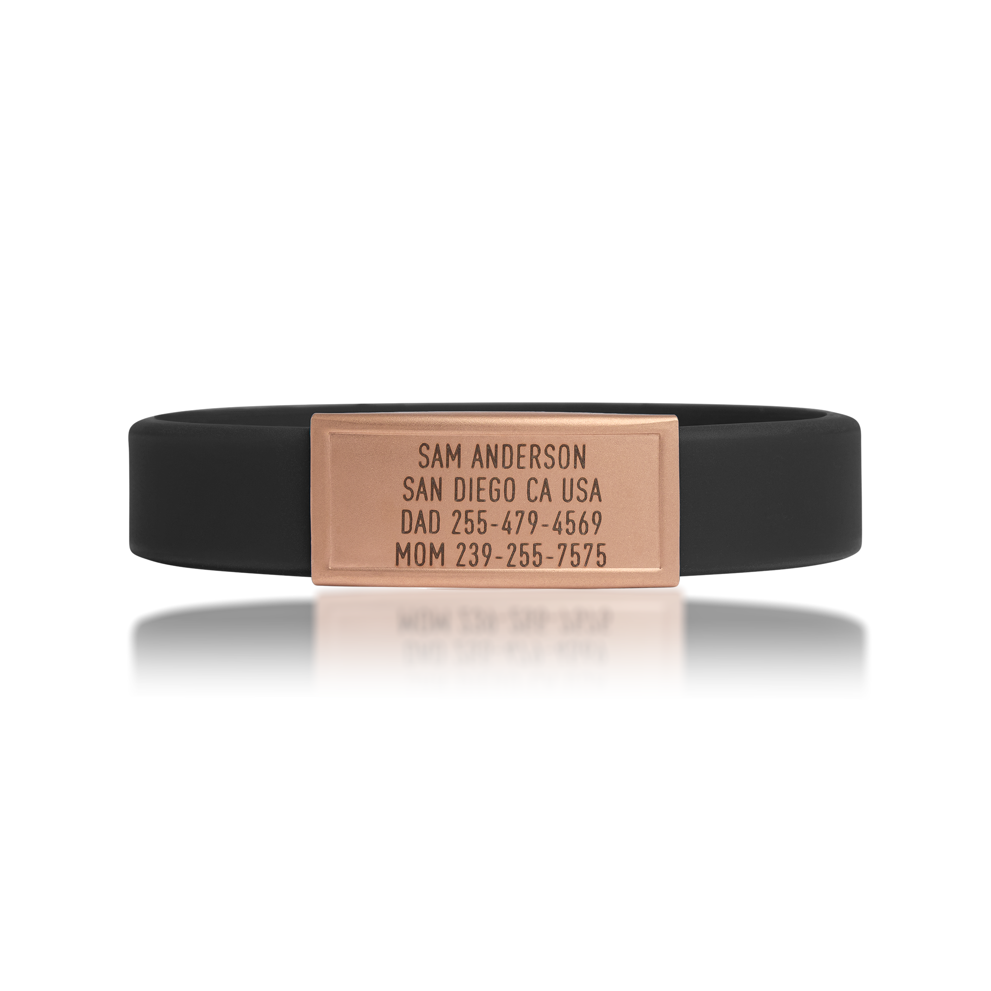 Black silicone with Gold ID tag Sprint wristband by BRECK iD