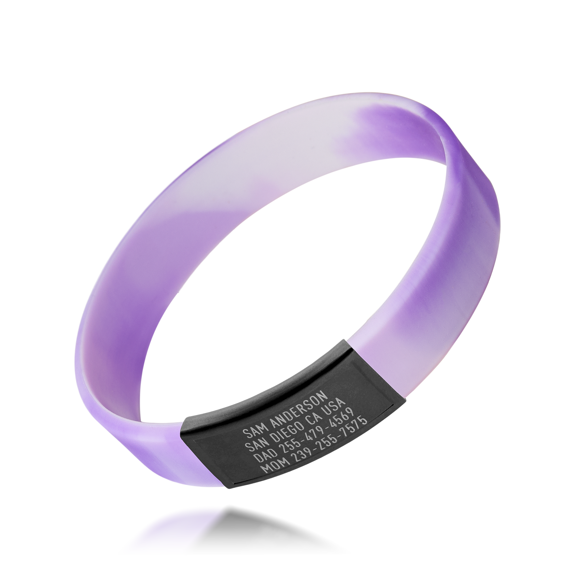 Purple and White silicone with Black ID tag Sprint wristband