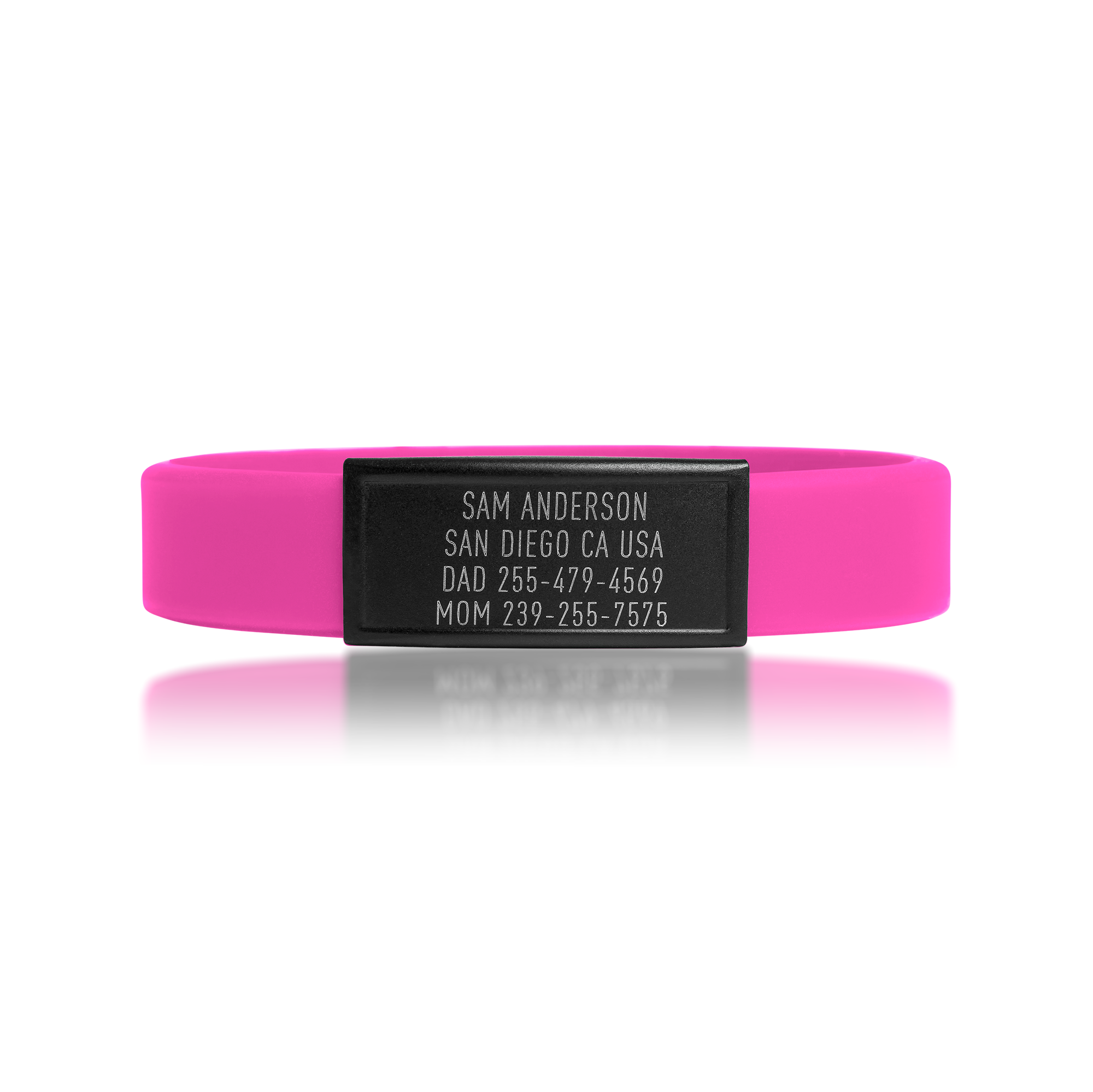 Pink silicone with Black ID tag Sprint wristband by BRECK iD