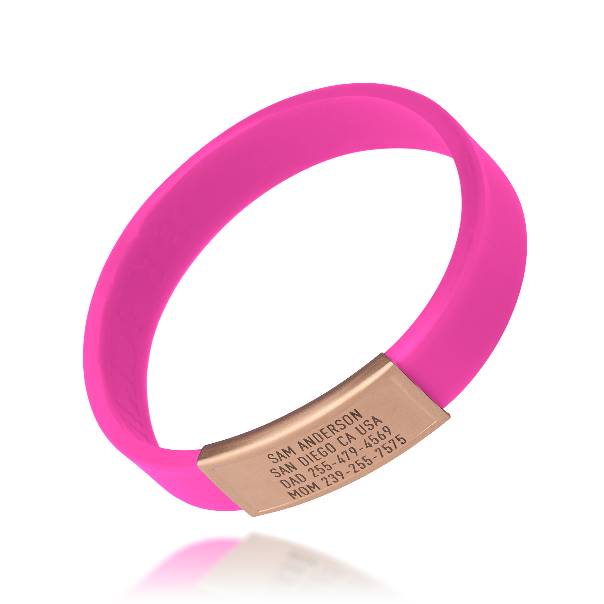 Pink silicone with Gold ID tag Sprint wristband
