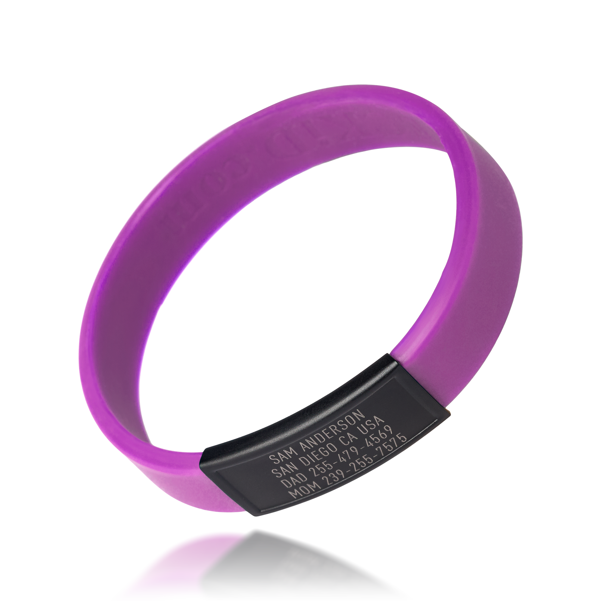 Purple silicone with Black ID tag Sprint wristband