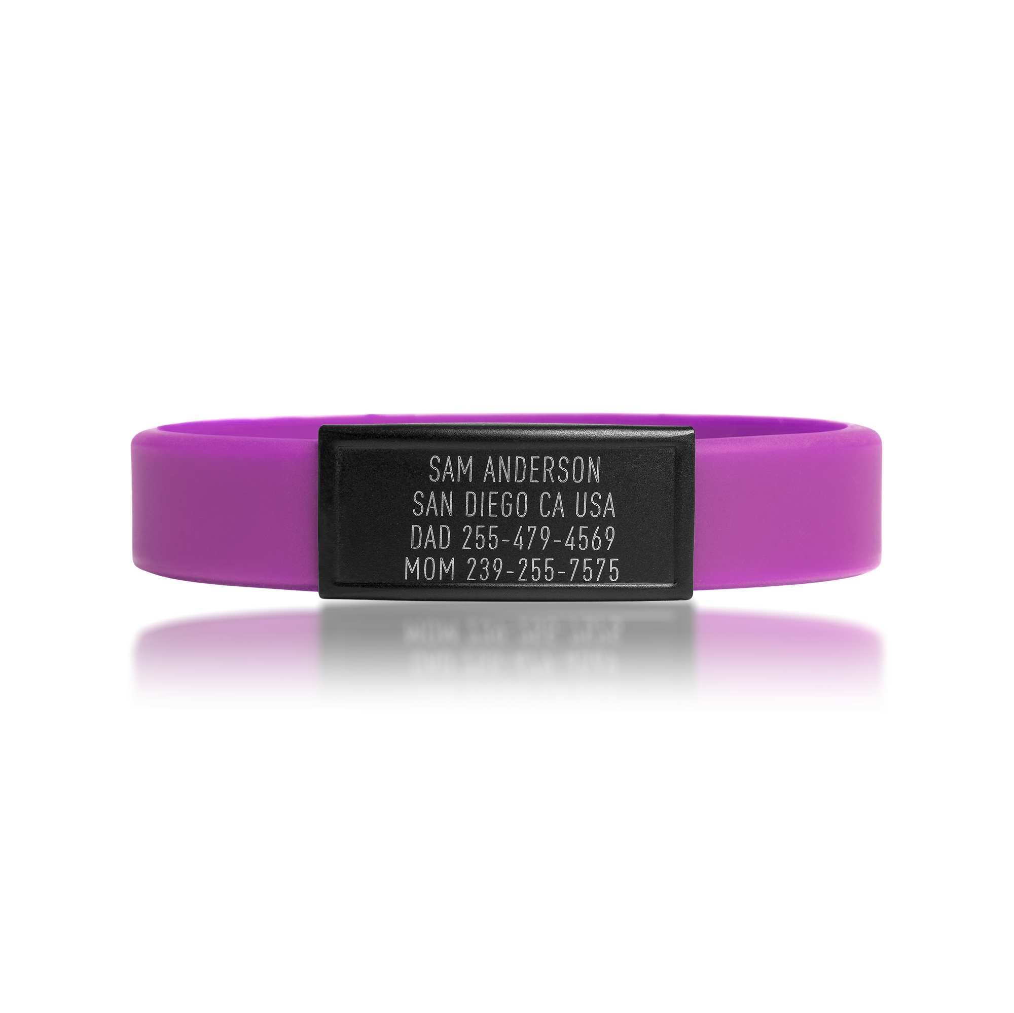 Purple silicone with Black ID tag Sprint wristband by BRECK iD