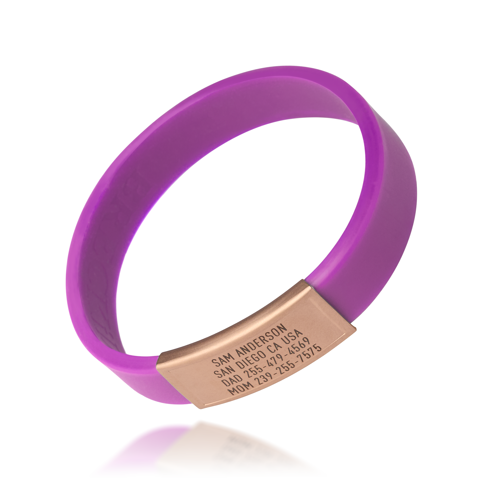 Purple silicone with Gold ID tag Sprint wristband