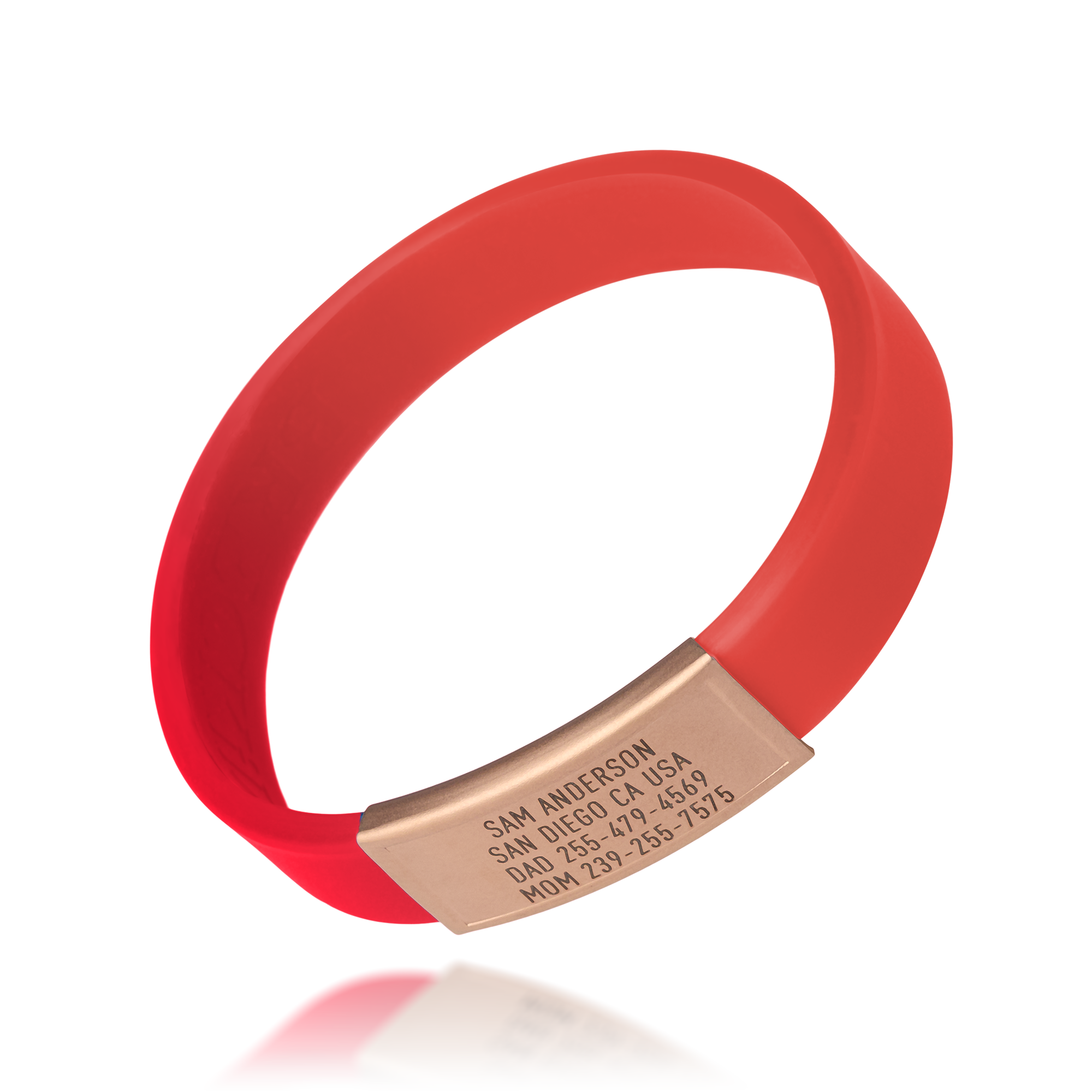 Red silicone with Gold ID tag Sprint wristband