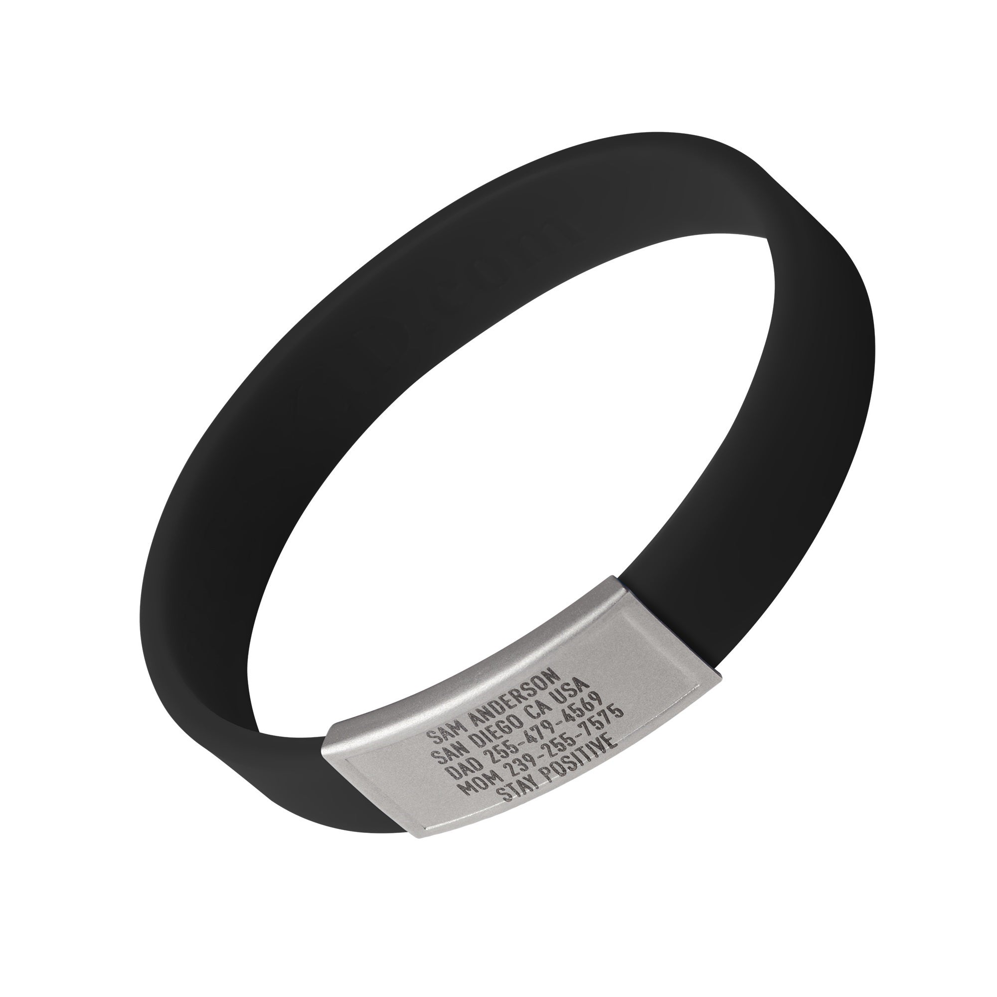 Black silicone with Silver ID tag Sprint wristband