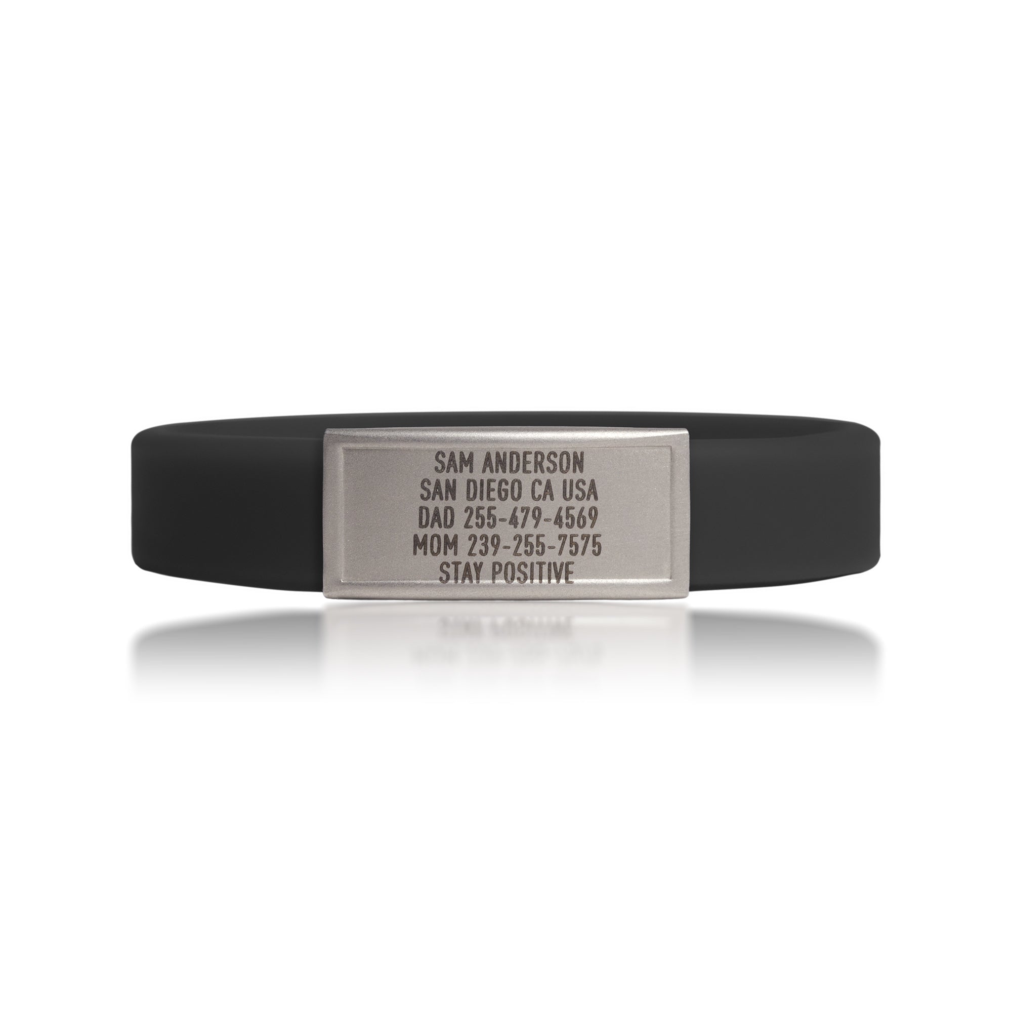 Black silicone with Silver ID tag Sprint wristband