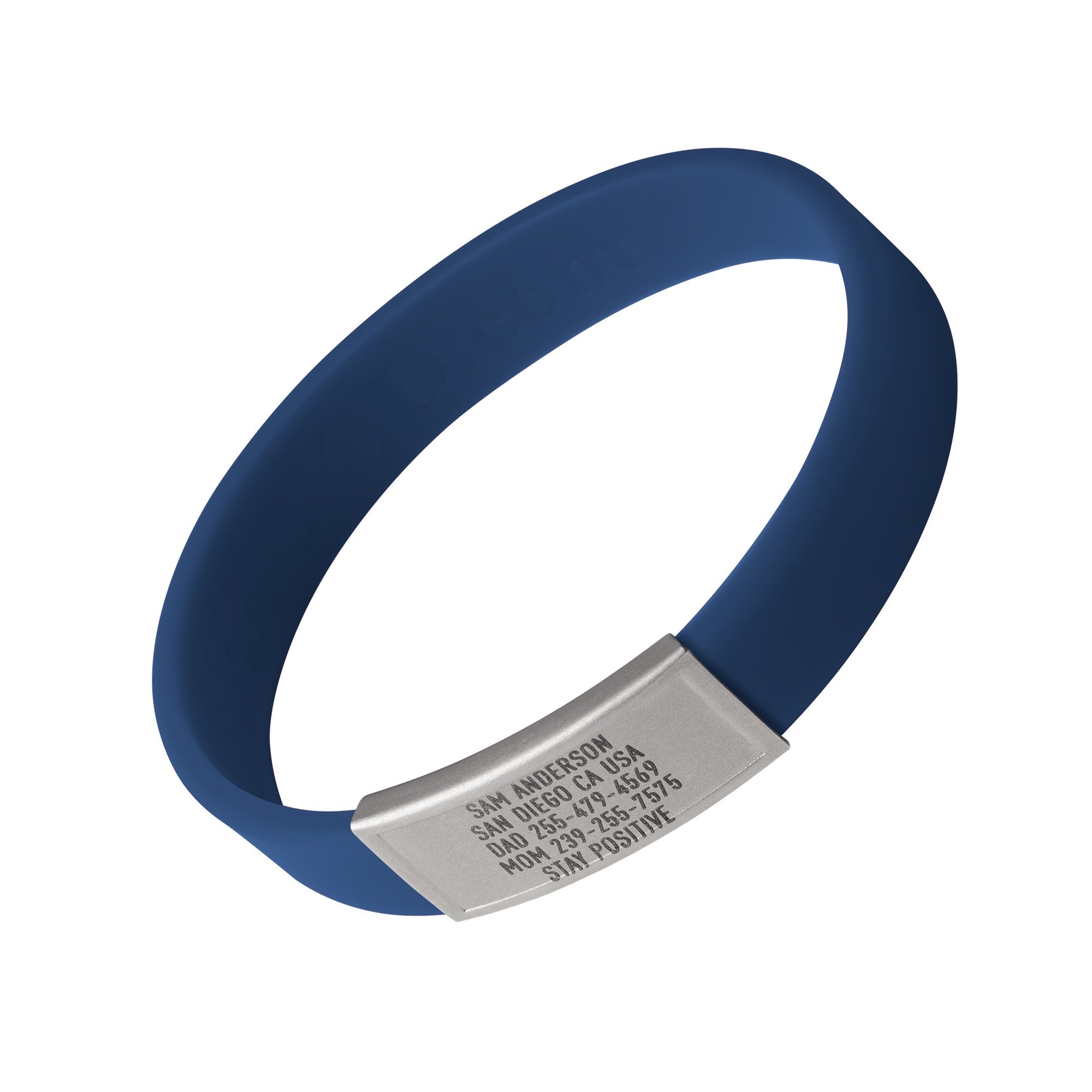 Blue silicone with Silver ID tag Sprint wristband