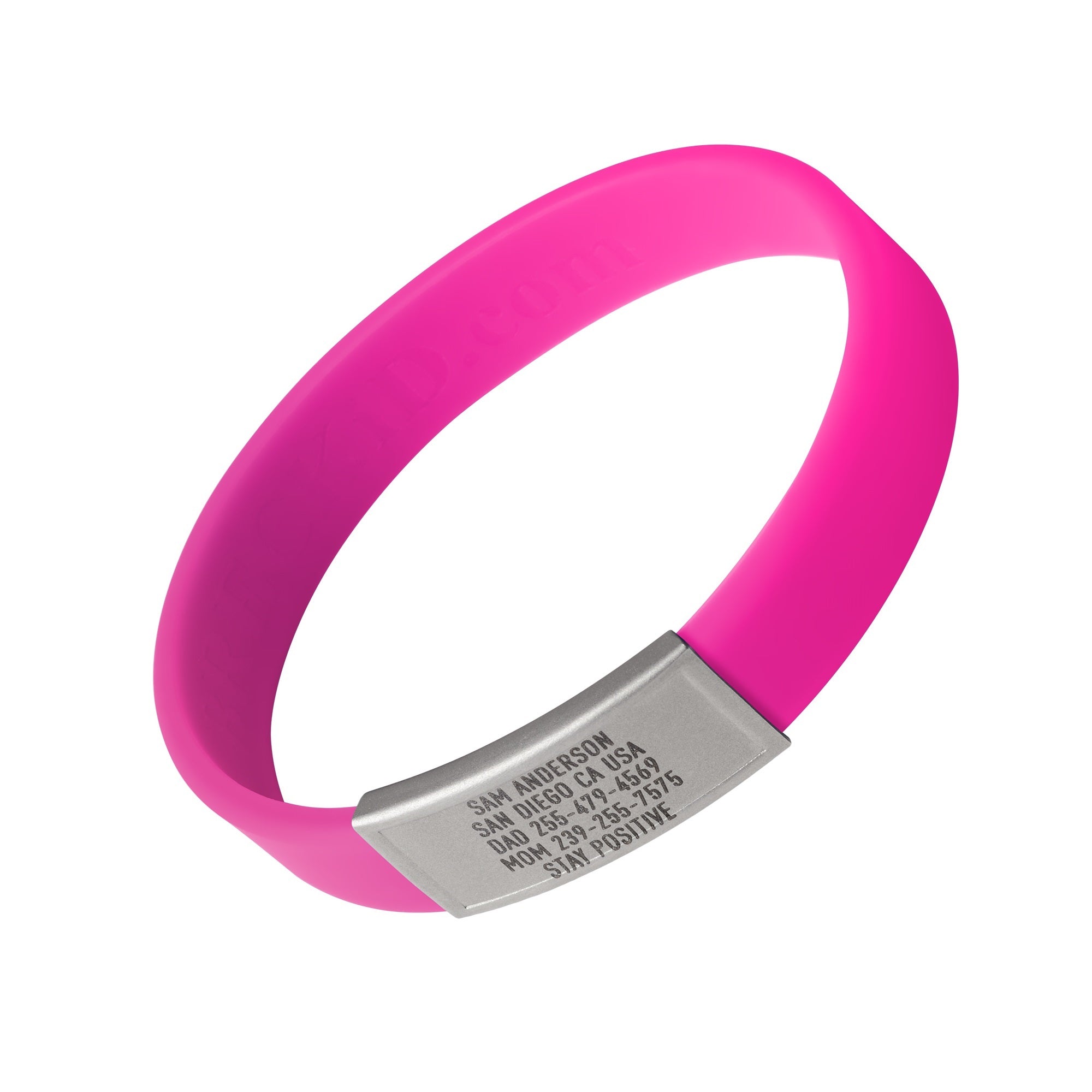 Pink silicone with Silver ID tag Sprint wristband