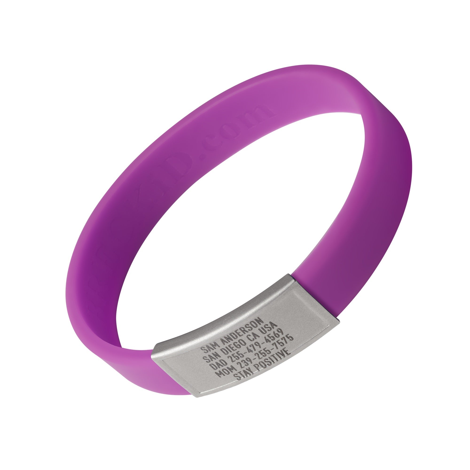 Purple silicone with Silver ID tag Sprint wristband