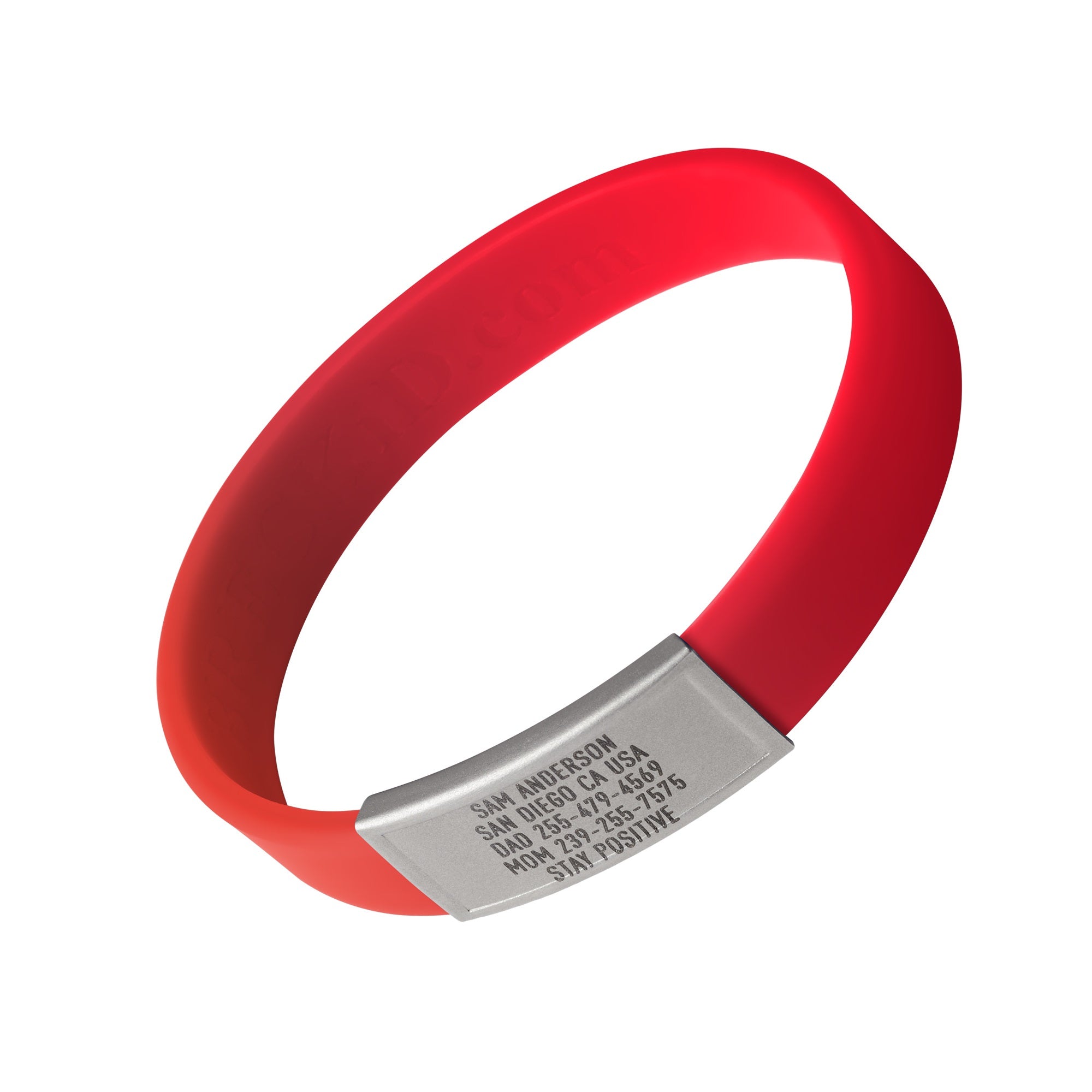 Red silicone with Silver ID tag Sprint wristband