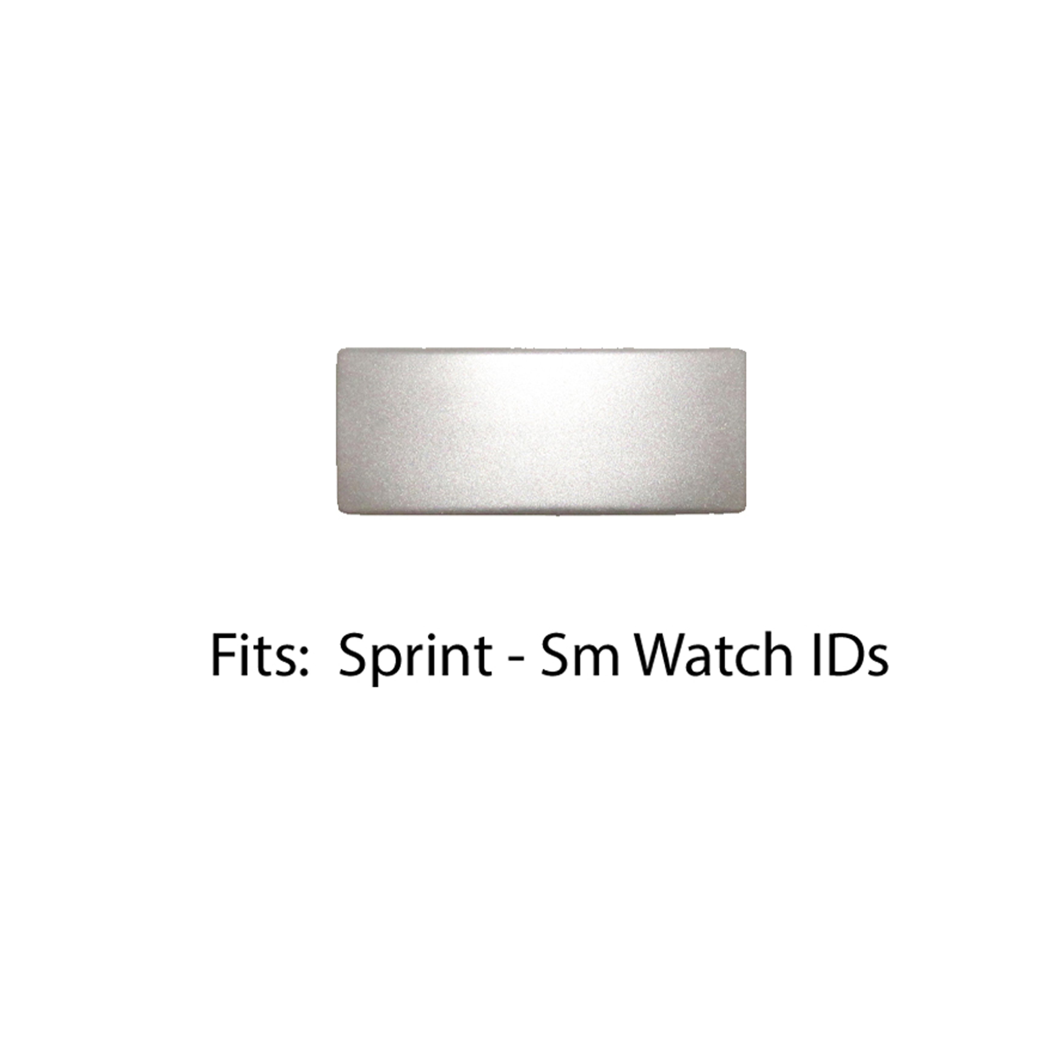 Silver Custom replacement ID tag for Sprint silicone wristbands and Small Watch IDs.