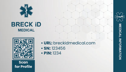 BRECK iD medical portal card showing emergency information access details