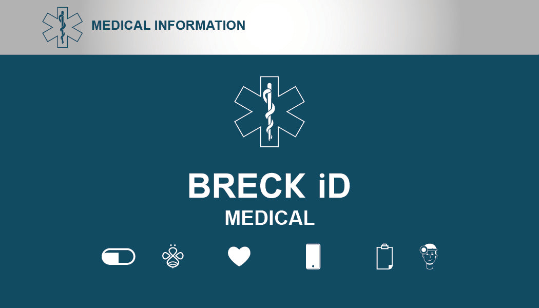 BRECK iD medical card with serial number and PIN for online medical profile access