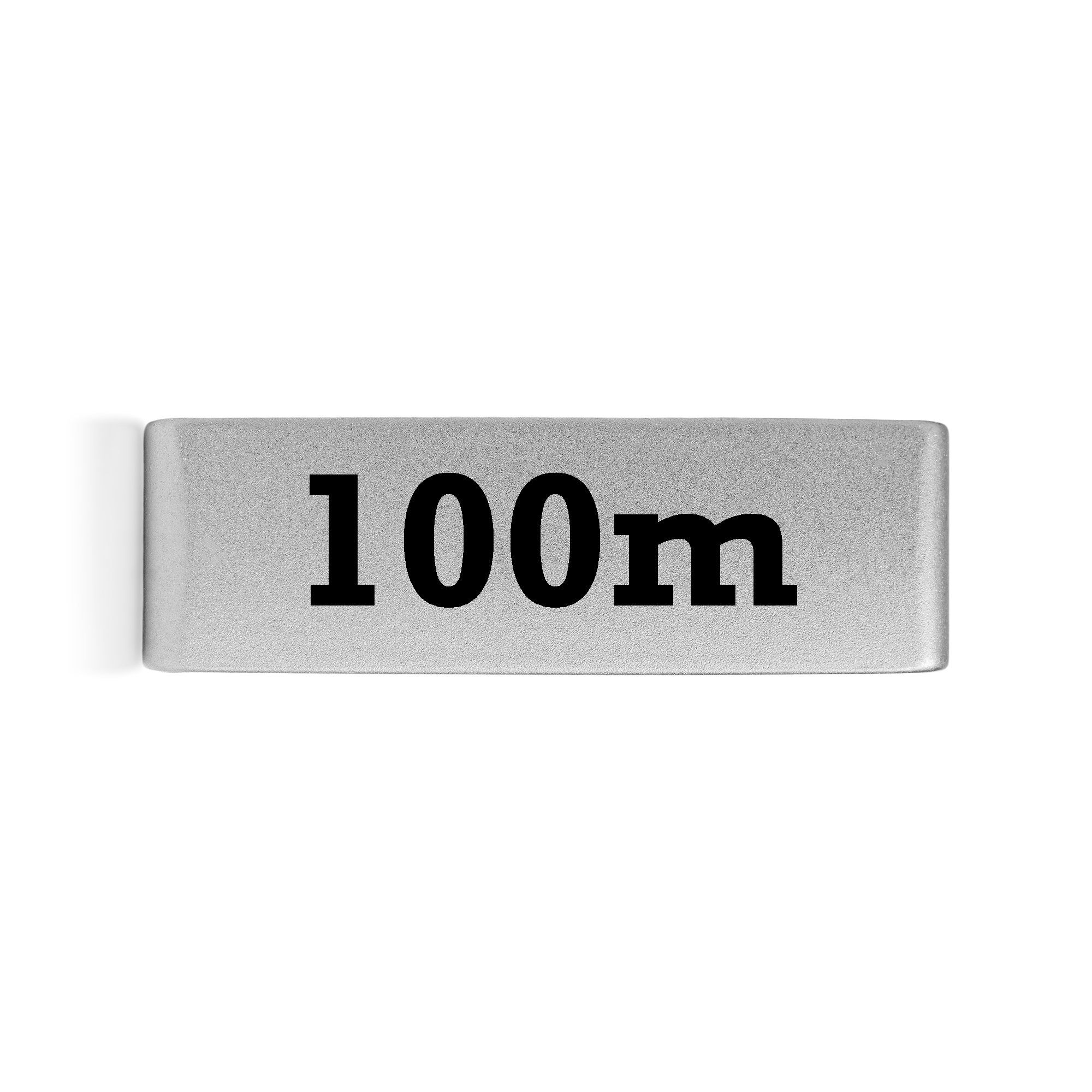 100m badge in Silver 19mm