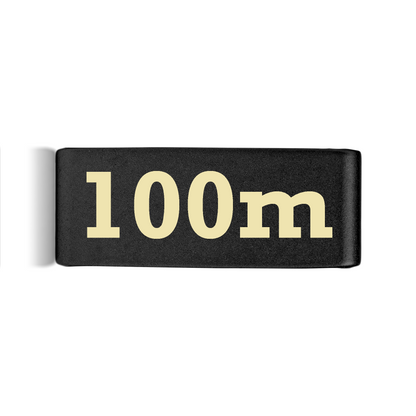 100m badge in black 14mm