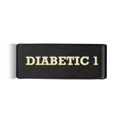 Diabetic 1 Badge Black 15mm