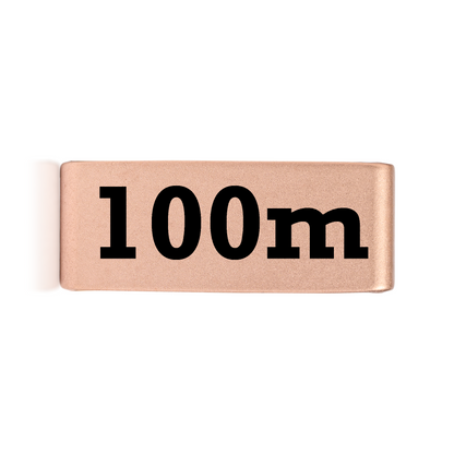 100m badge in gold 14mm