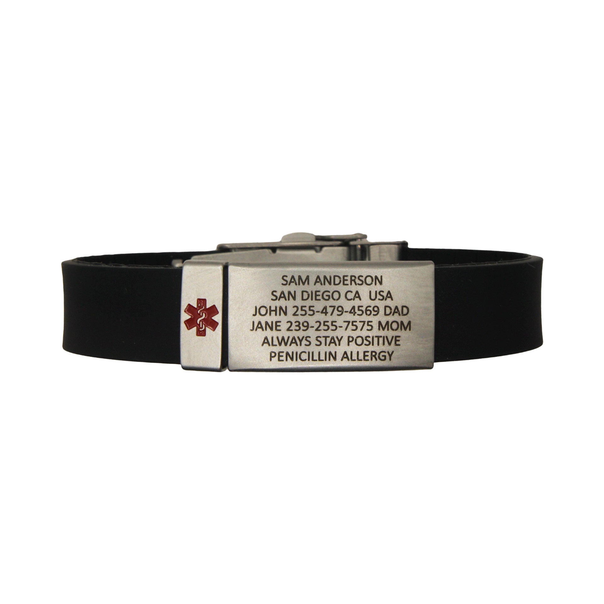 Black Breck ID Pro Thin Medical Alert Bracelet