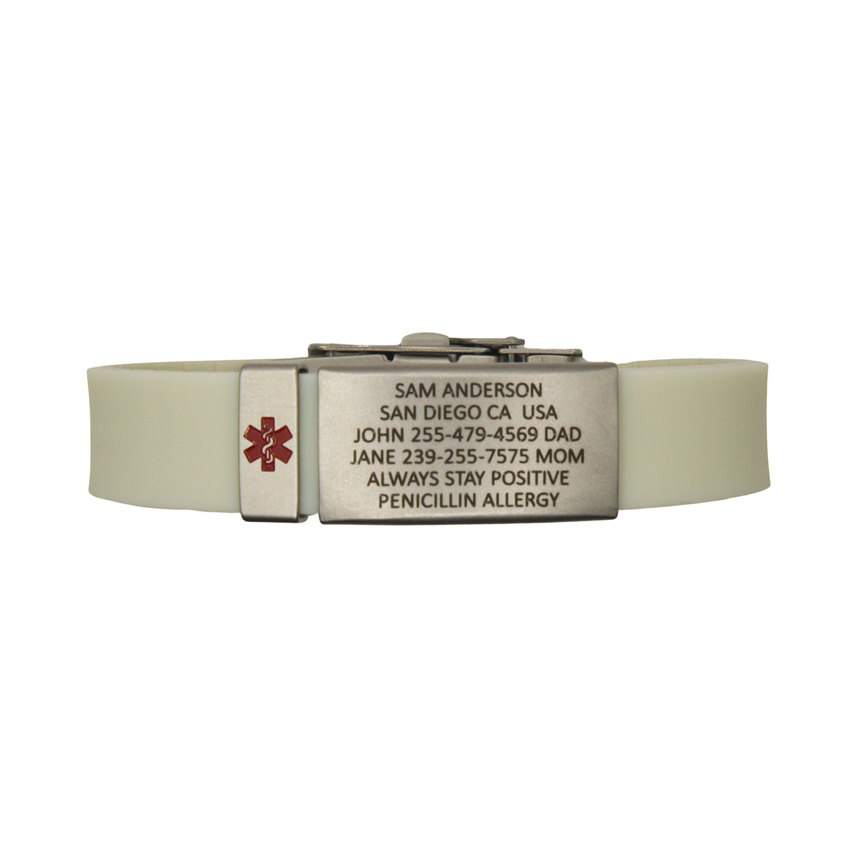 Light Gray Breck ID Pro Thin Medical Alert Bracelet
