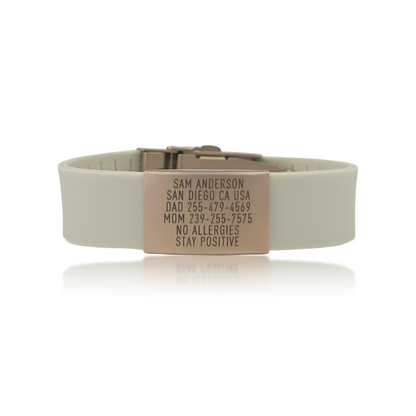 Beige wristband with a Gold Tag