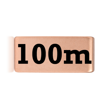 100m badge in gold 12mm