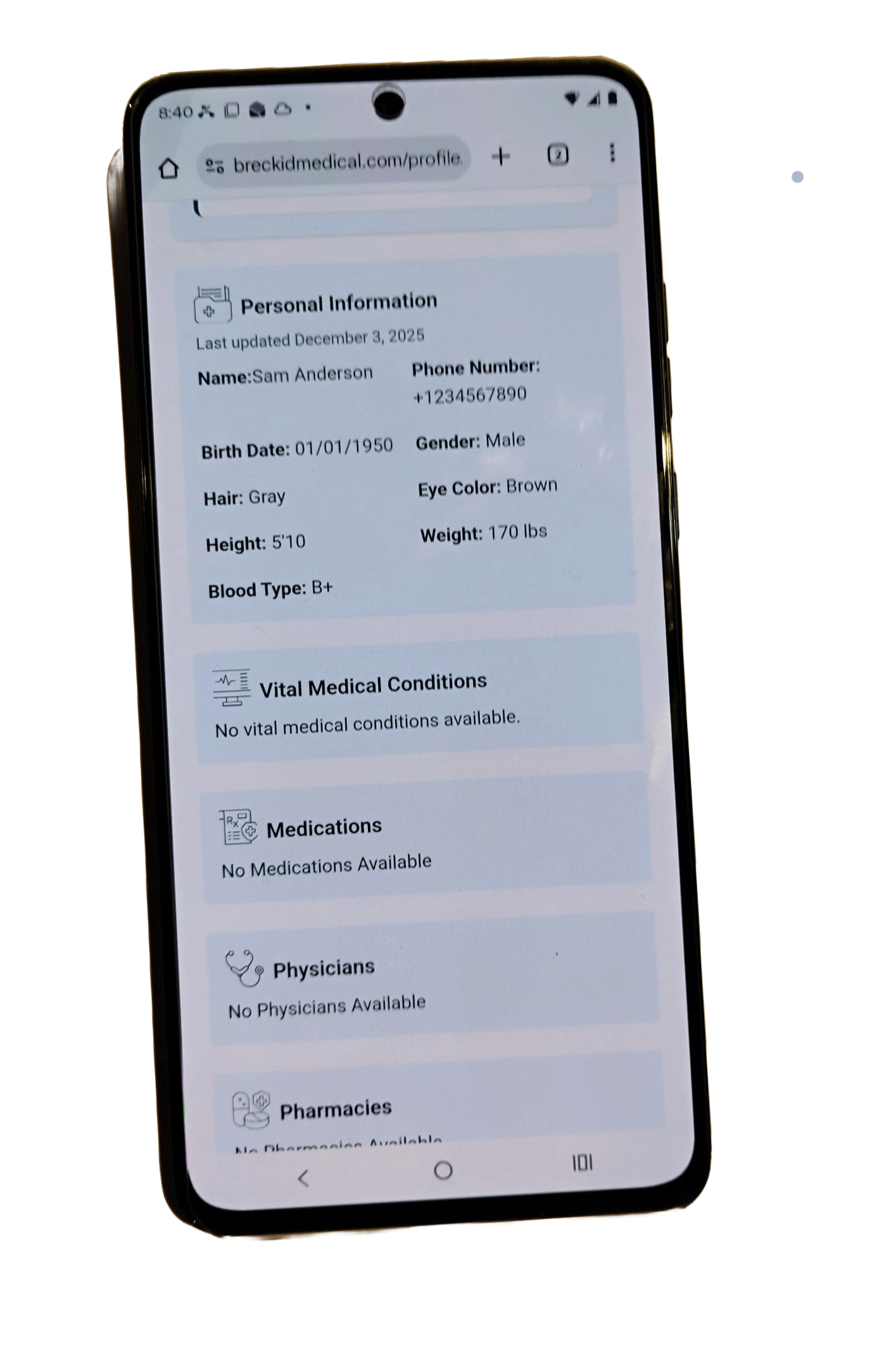 BRECK iD Medical Card (NEW)